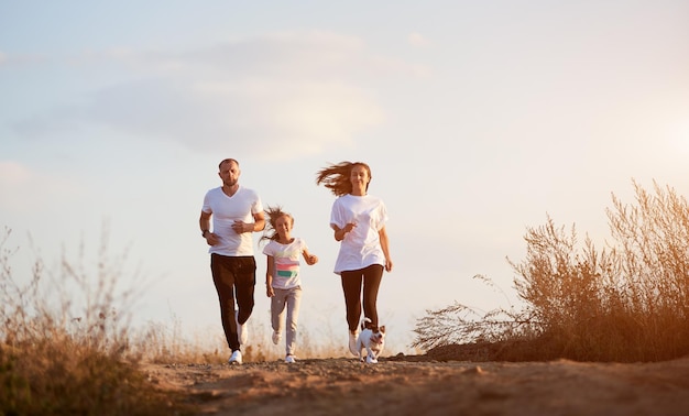 Active family spending time outside the city