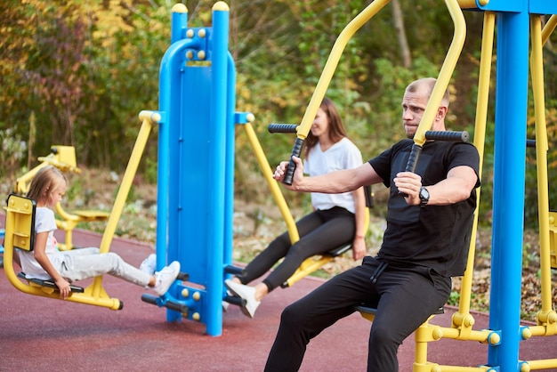 Active family time at the outdoor gym