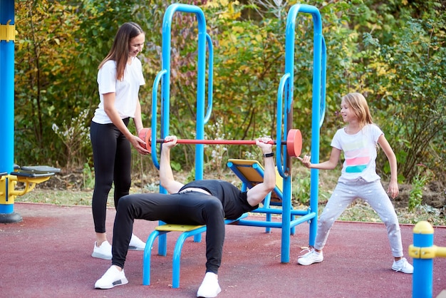 Active family time at the outdoor gym