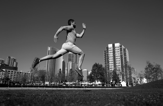 Active healthy runner jogging outdoor healthy lifestyle middle aged man runner running on urban citi