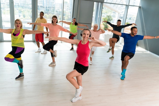 active people taking part in zumba class