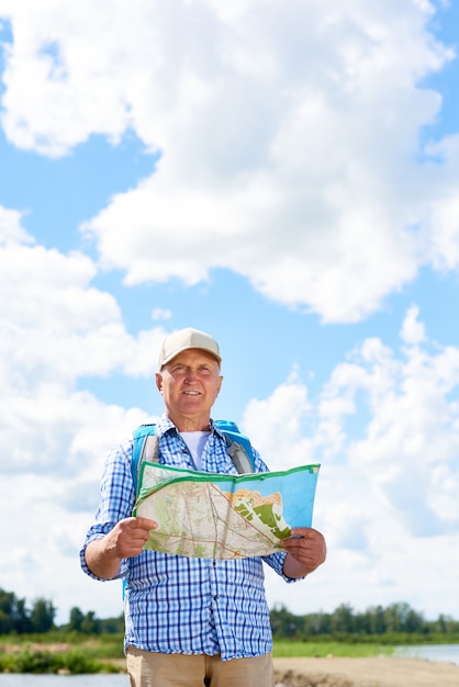 Active Senior Man Hiking in Nature