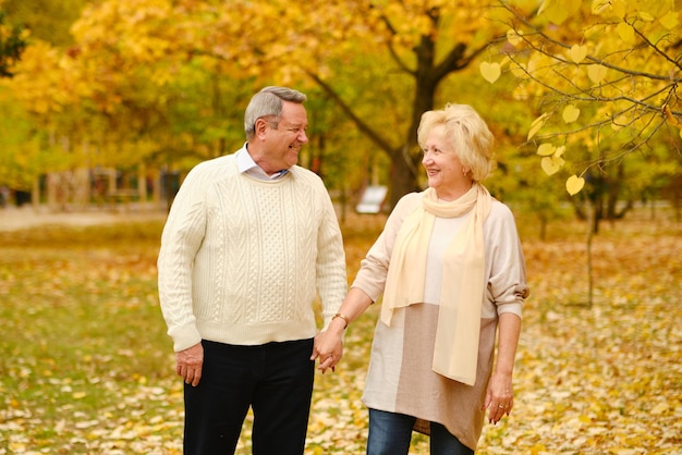 Active seniors on a walk in forest