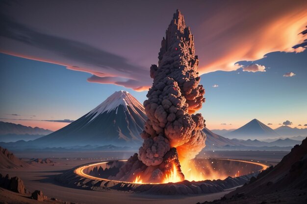 写真 活発な火山が噴火し,溶岩を吐き出す 火山の地形の特徴 壁紙の背景