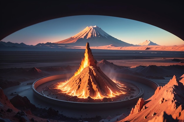 写真 活発な火山が噴火し,溶岩を吐き出す 火山の地形の特徴 壁紙の背景