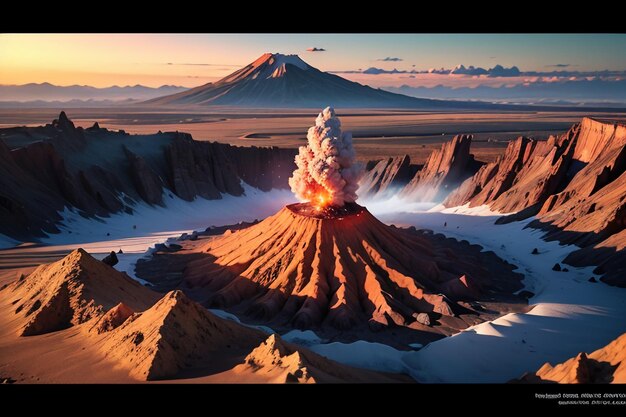 写真 活発な火山が噴火し,溶岩を吐き出す 火山の地形の特徴 壁紙の背景