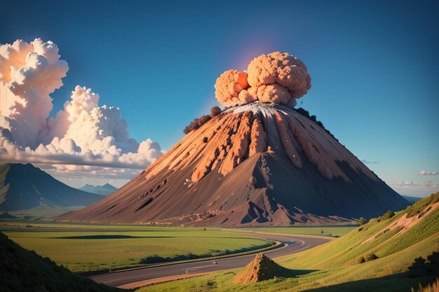 写真 活発な火山が噴火し,溶岩を吐き出す 火山の地形の特徴 壁紙の背景