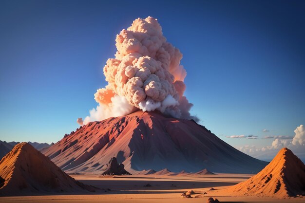 사진 활발한 화산 폭발로 용암이 아져 나온 화산 지형 특징 벽지 배경