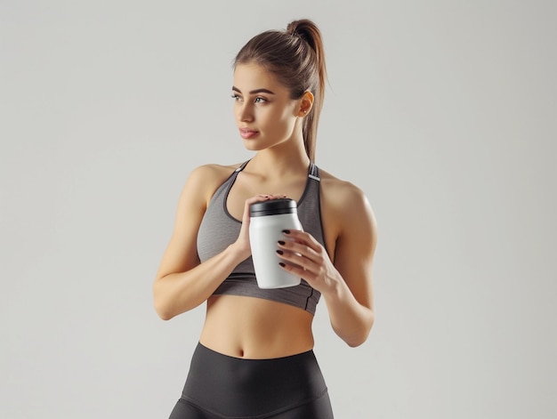 Active Woman Holding a Shaker with Confidence