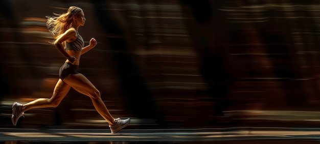 Active woman running in urban environment showcasing speed and fitness