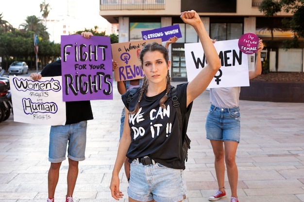 Activist woman protesting for her rights