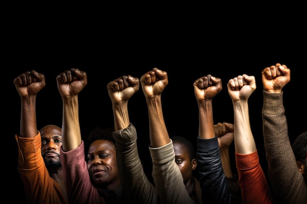 activists holding fists up