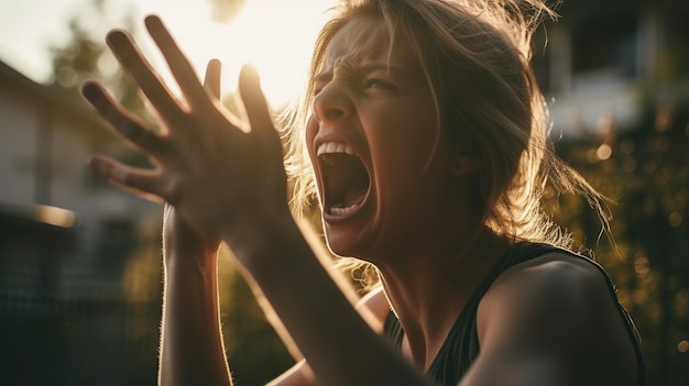 Foto l'attore mostra emozione urlando grida reazione