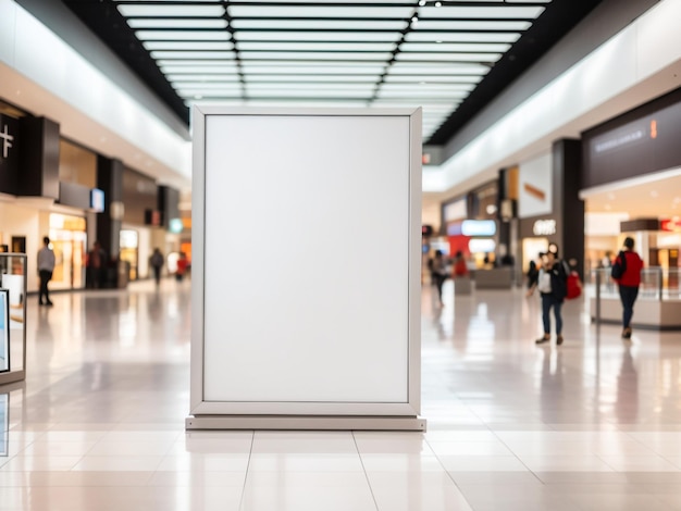 Ad Space Awaits Blank Billboard in Modern Shopping Mall Stock Photo