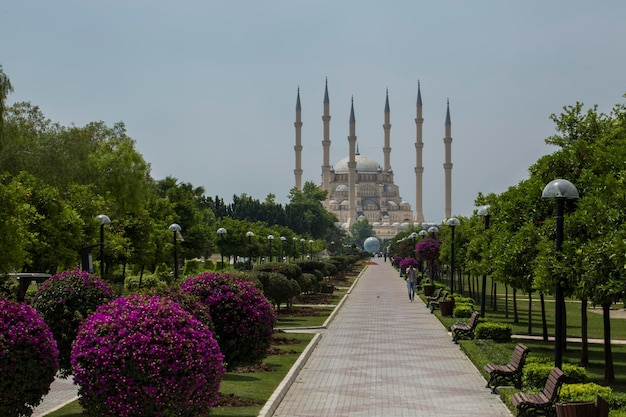 Adana / Turkey, Sabanci Central mosque view. Travel concept photo.