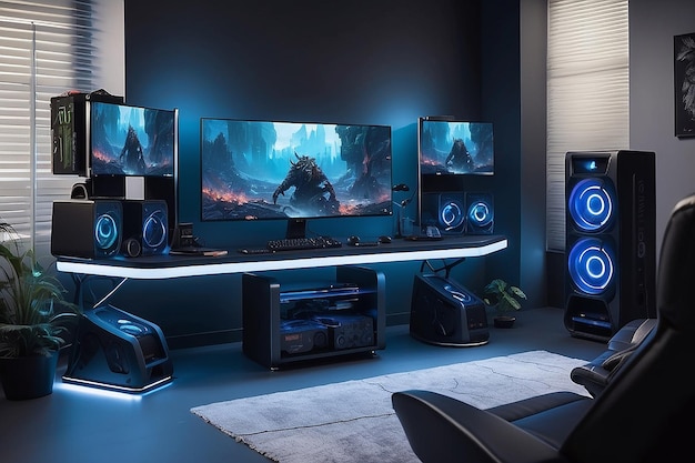 Photo adaptable designs showcase pc and console gaming setups