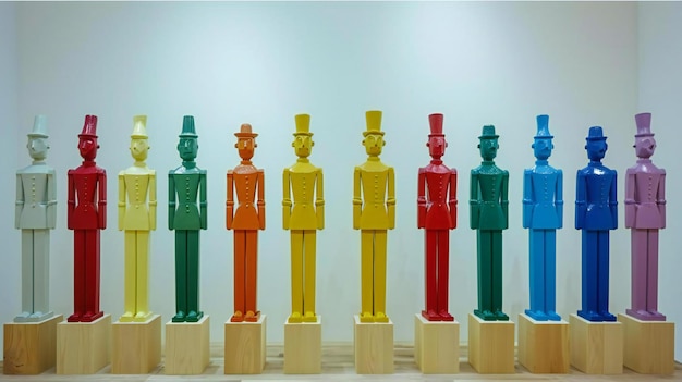 Adapting marketing strategies to personal values Exhibition of wooden multicolored tin soldiers