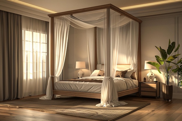 Add drama to your bedroom with a canopy bed octane