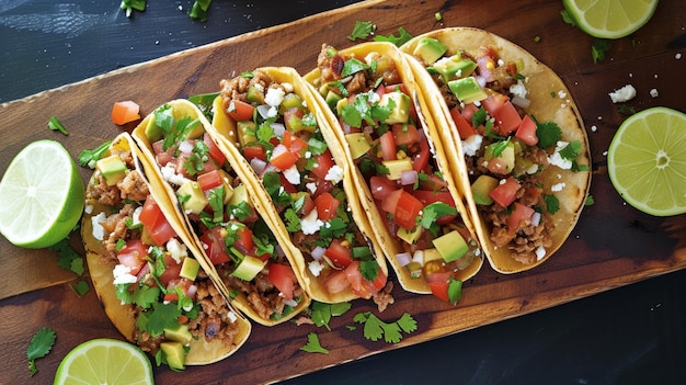 Add fresh cilantro leaves slices of lime and diced tomatoes as garnishes on top of the tacos Sprinkle some crumbled queso fresco or sliced jalapeAos for an extra pop of color and flavor