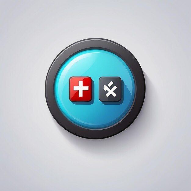 Photo add plus medical cross round button 3d vector icon cartoon minimal style