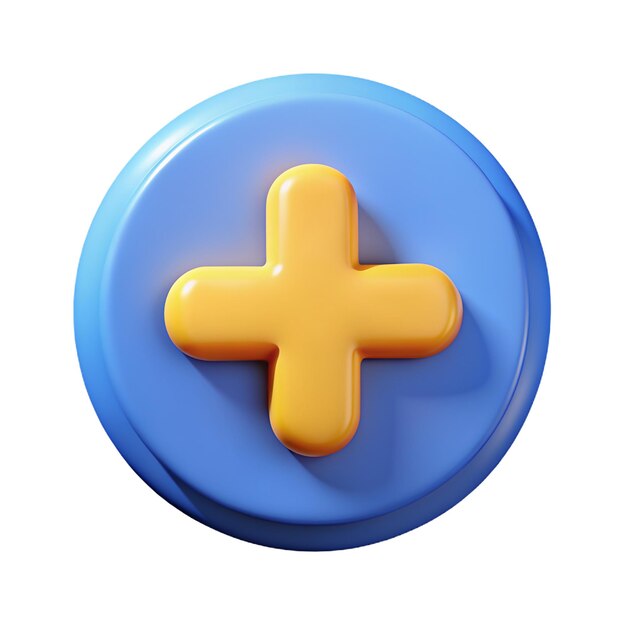 Photo add plus medical cross round button 3d vector icon cartoon minimal style