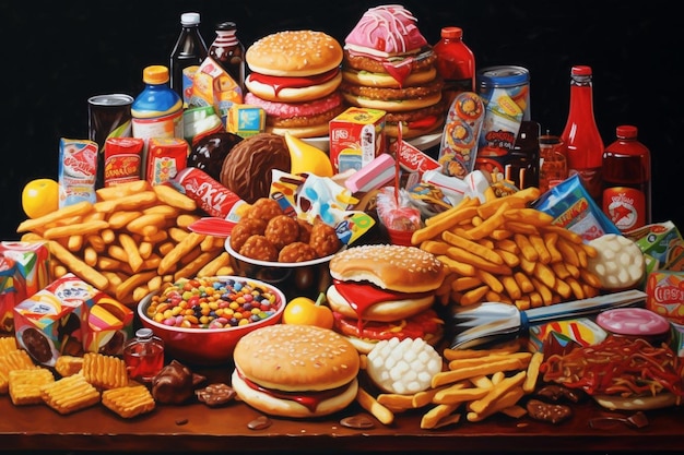 Photo addicted to junk food and snacks