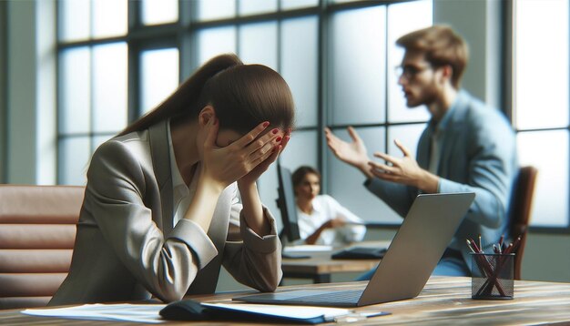 사진 직장에서의 도전을 해결하는 것 논쟁을 해결하는 것 소진과 고통