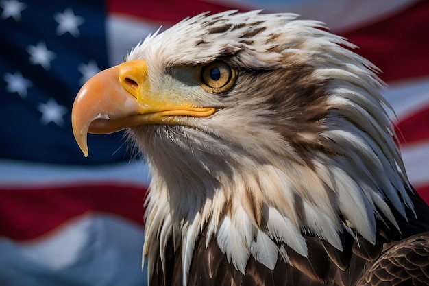 Foto adelaarshoofd met amerikaanse vlag patroon onafhankelijkheidsdag veteranen dag 4 juli