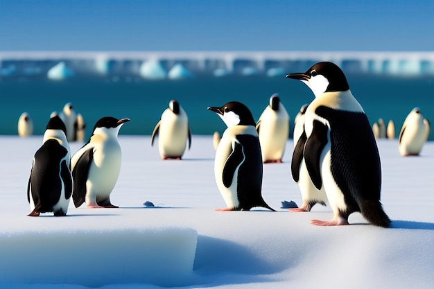 Adelie penguins in Antarctica Digital artwork