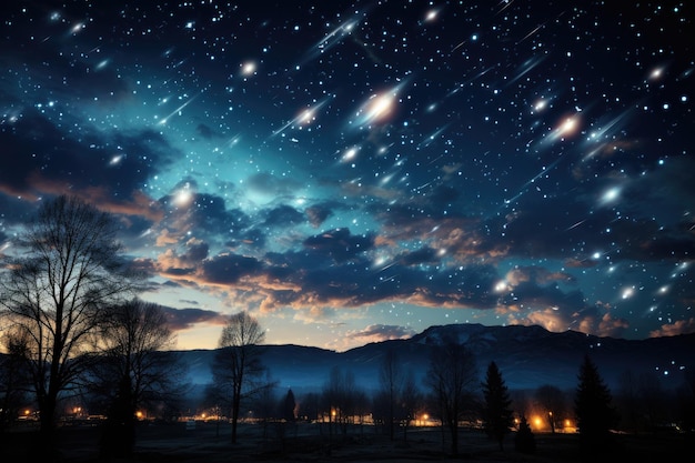 Adembenemend beeld van een meteorenregen die de nachtelijke hemel verlicht