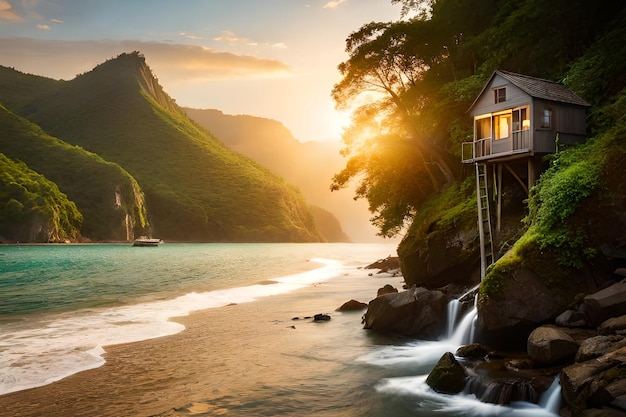 Adembenemend landschapsportret van een fantasiestrand