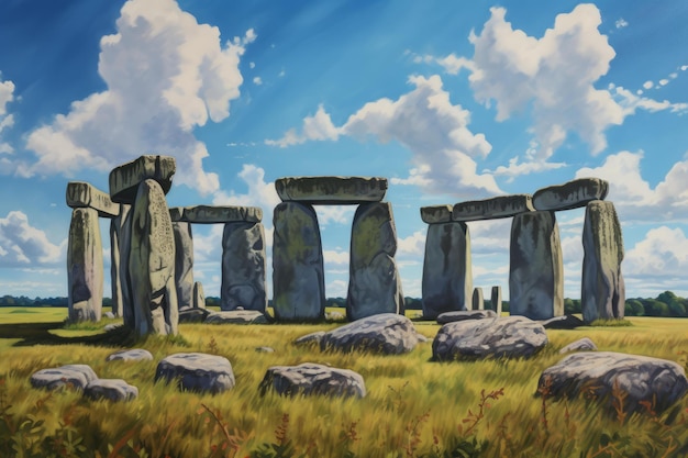 Adembenemend Stonehenge veld schilderij Genereren ai