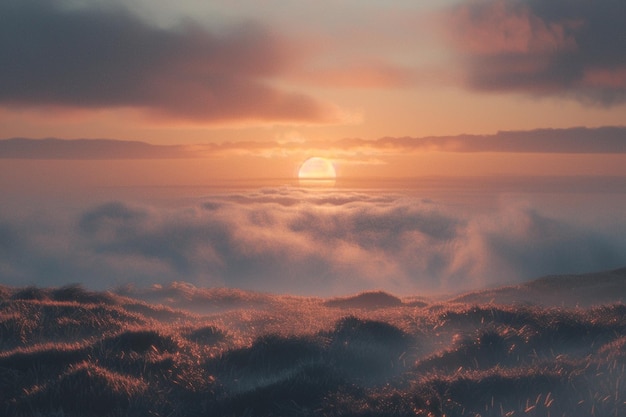 Adembenemende zonsopgang over nevelrijke veenlanden