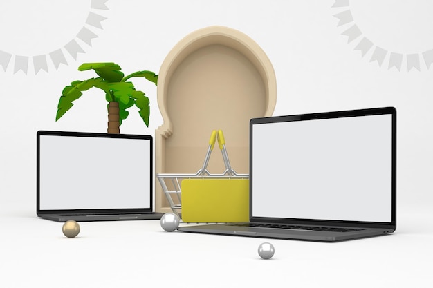 Ноутбуки Adha Shopping Basket на белом фоне