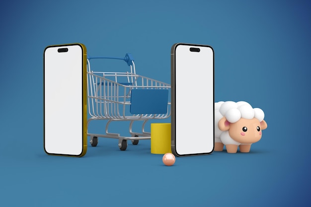 Adha Shopping Trolley and Phones Perspective Side