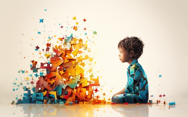 ADHD attention deficit hyperactivity disorder mental health child colorful jigsaw or puzzle pieces