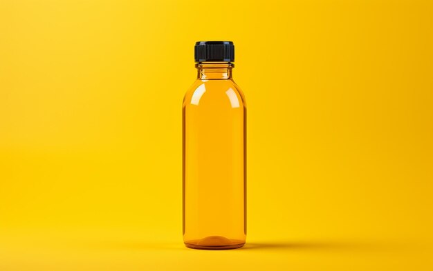 Adhesive container on yellow backdrop