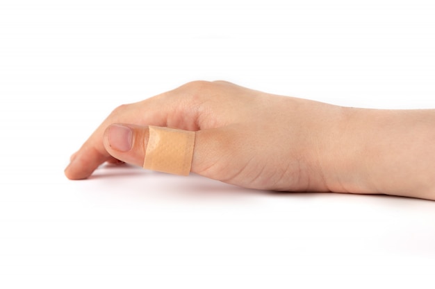 Adhesive plaster on finger