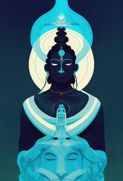 Adiyogi shiva portret illustratie Indiase verlichte god