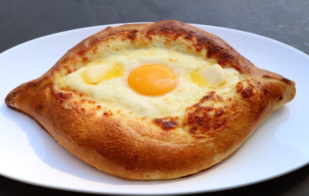 Adjaruli Khachapuri Traditional Georgian Cheese and Egg Bread