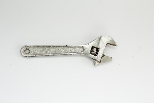 Adjustable spanner on a white background