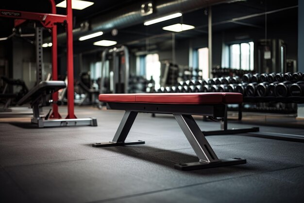 Adjustable weight bench in an empty gym