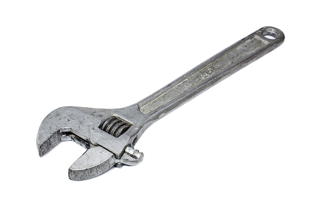 Adjustable wrench isolated on white