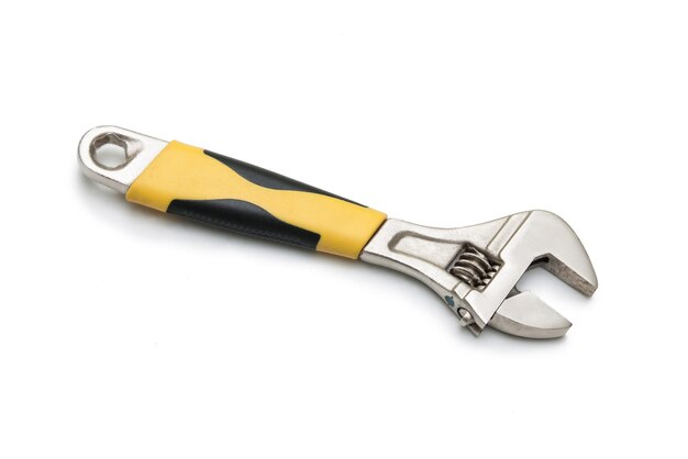 Adjustable wrench on white background