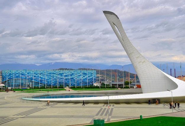 Adler Sochi Russia 11012021 The park of the 2014 Winter Olympic Games The fountain square