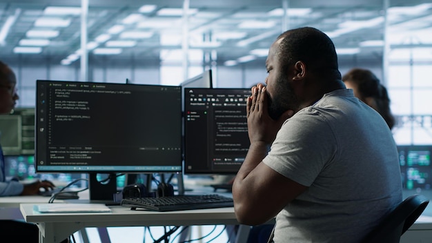 Admin working in data center suffering from cold sneezing