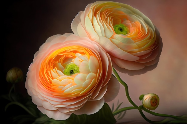 Admire the delicate beauty of ranunculus Generative Ai