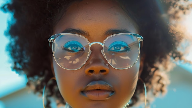 Adolescent black girl with glasses Generative Ai