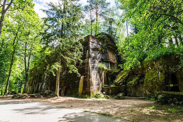 Adolf Hitlers bunker in Wolf's Lair. Voormalig oorlogshoofdkwartier van Adolf Hitler in Polen