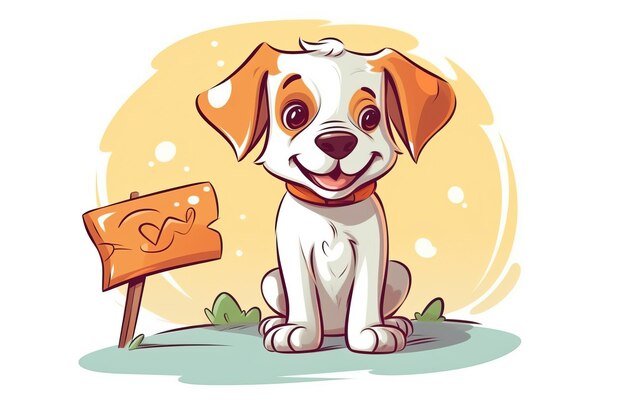 Photo adopt a dog cartoon vector puppy with sign